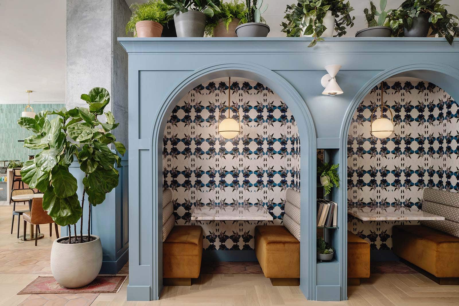 Commercial interior with decorative wallcovering